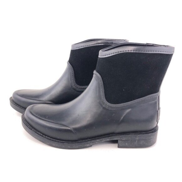 UGG Paxton Black Suede Rubber Rain Boots 7 - Picture 2 of 12